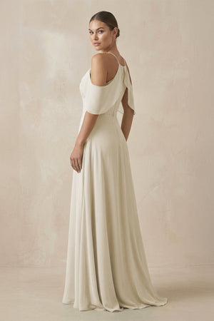 Chiffon A - Line Long Bridesmaid Dress in Dove Gray - KissProm Bridesmaid Dresses