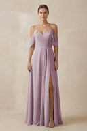Chiffon A - Line Long Bridesmaid Dress in Dusk - KissProm Bridesmaid Dresses