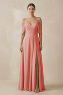 Chiffon A - Line Long Bridesmaid Dress in Mulberry - KissProm Bridesmaid Dresses