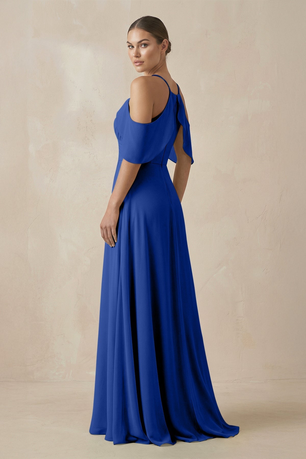 Chiffon A-Line Long Bridesmaid Dress in Royal Blue, Royal Blue / 6 Chiffon A-Line Long Bridesmaid Dress in Royal Blue, Royal Blue / 6