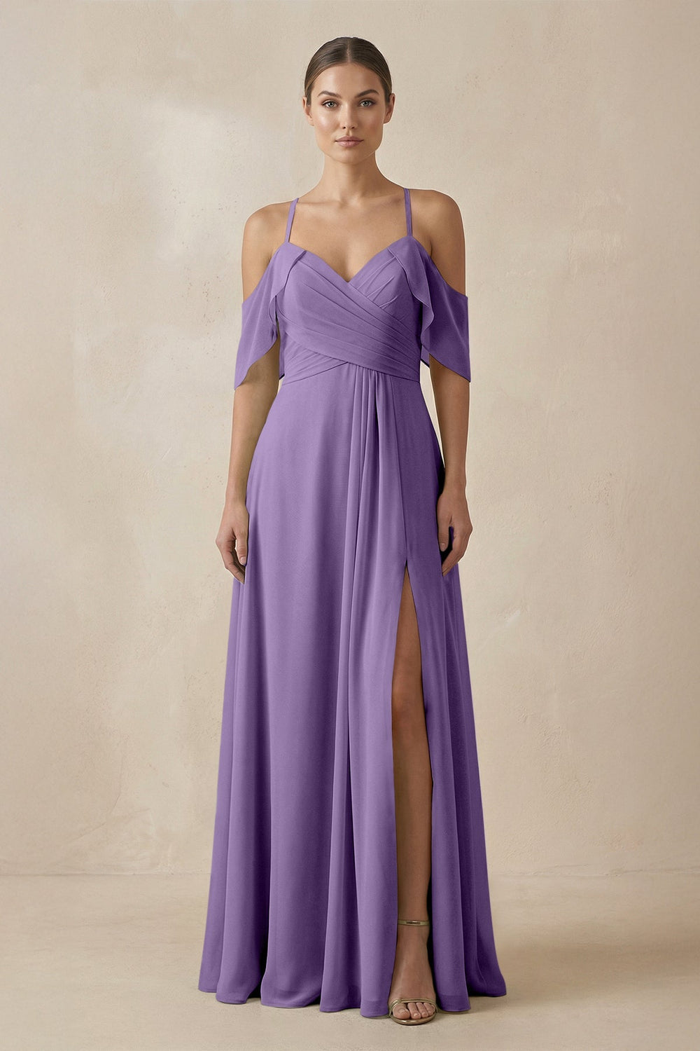 Chiffon A - Line Long Bridesmaid Dress in Tahiti - KissProm Bridesmaid Dresses