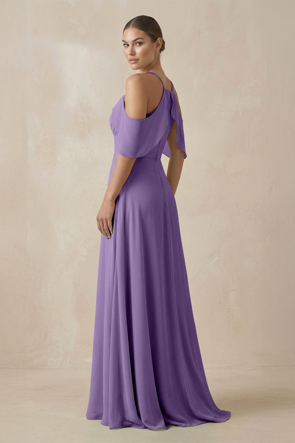 Chiffon A - Line Long Bridesmaid Dress in Tahiti - KissProm Bridesmaid Dresses