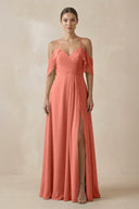 Chiffon A - Line Long Bridesmaid Dress in Wild Rose - KissProm Bridesmaid Dresses