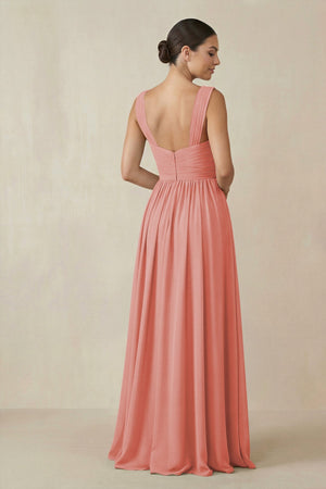 Chiffon A - Line Pleated Bridesmaid Dress in Mulberry - KissProm Bridesmaid Dresses