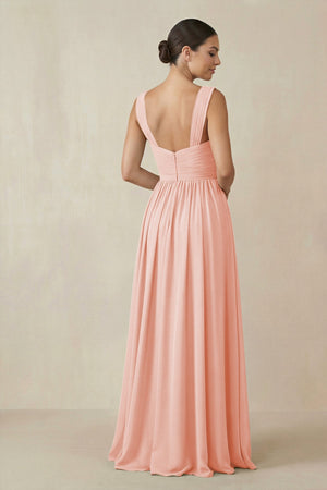 Chiffon A - Line Pleated Bridesmaid Dress in Rose Petal - KissProm Bridesmaid Dresses
