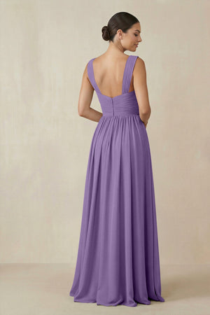 Chiffon A - Line Pleated Bridesmaid Dress in Tahiti - KissProm Bridesmaid Dresses