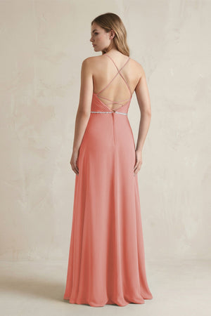 Chiffon A - Line Ruched Cami Strap Bridesmaid Dress in Mulberry - KissProm Bridesmaid Dresses