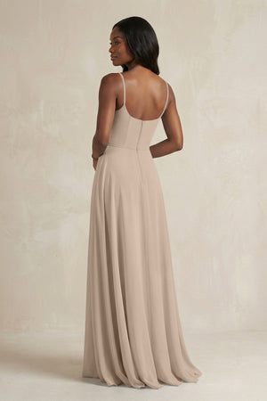 A-Line Spaghetti Straps Chiffon Bridesmaid Dress in Almond - KissProm BRIDESMAID DRESSES