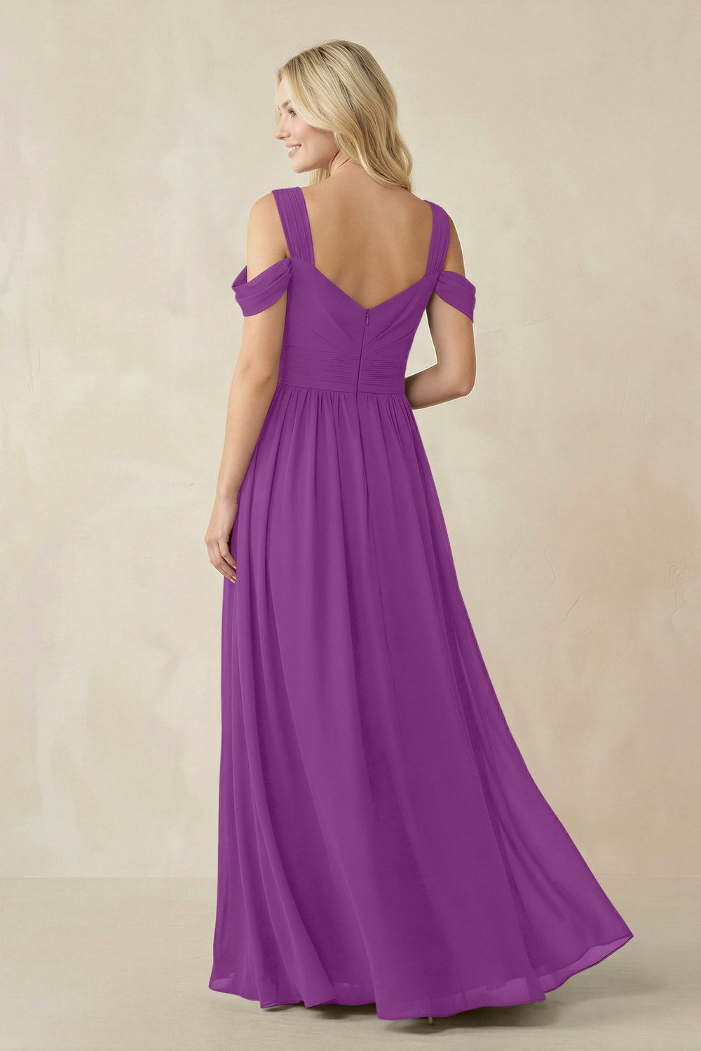 Chiffon A-Line Bridesmaid Dress with Slit  in Amethyst - KissProm BRIDESMAID DRESSES