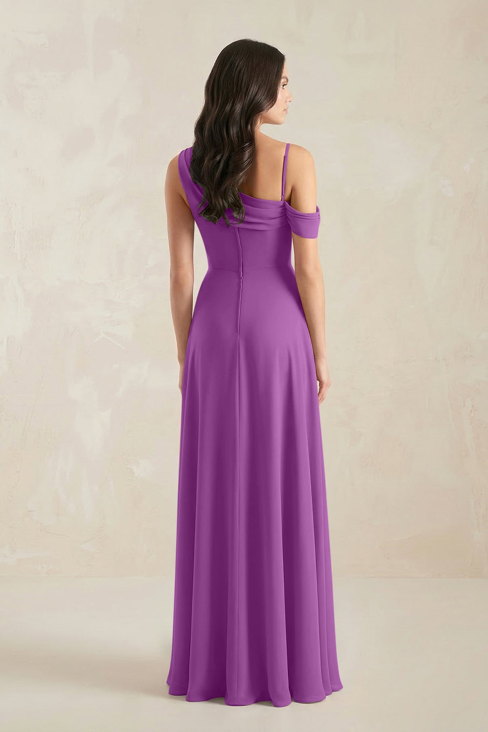 One-Shoulder Chiffon A-Line Bridesmaid Dress in Amethyst - KissProm BRIDESMAID DRESSES