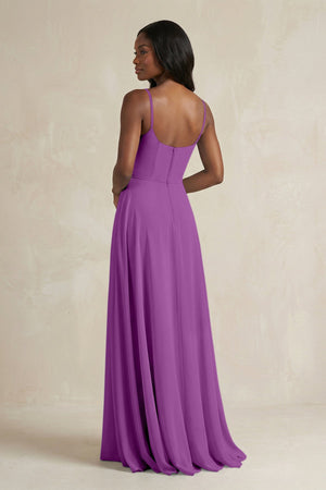 A-Line Spaghetti Straps Chiffon Bridesmaid Dress in Amethyst - KissProm BRIDESMAID DRESSES