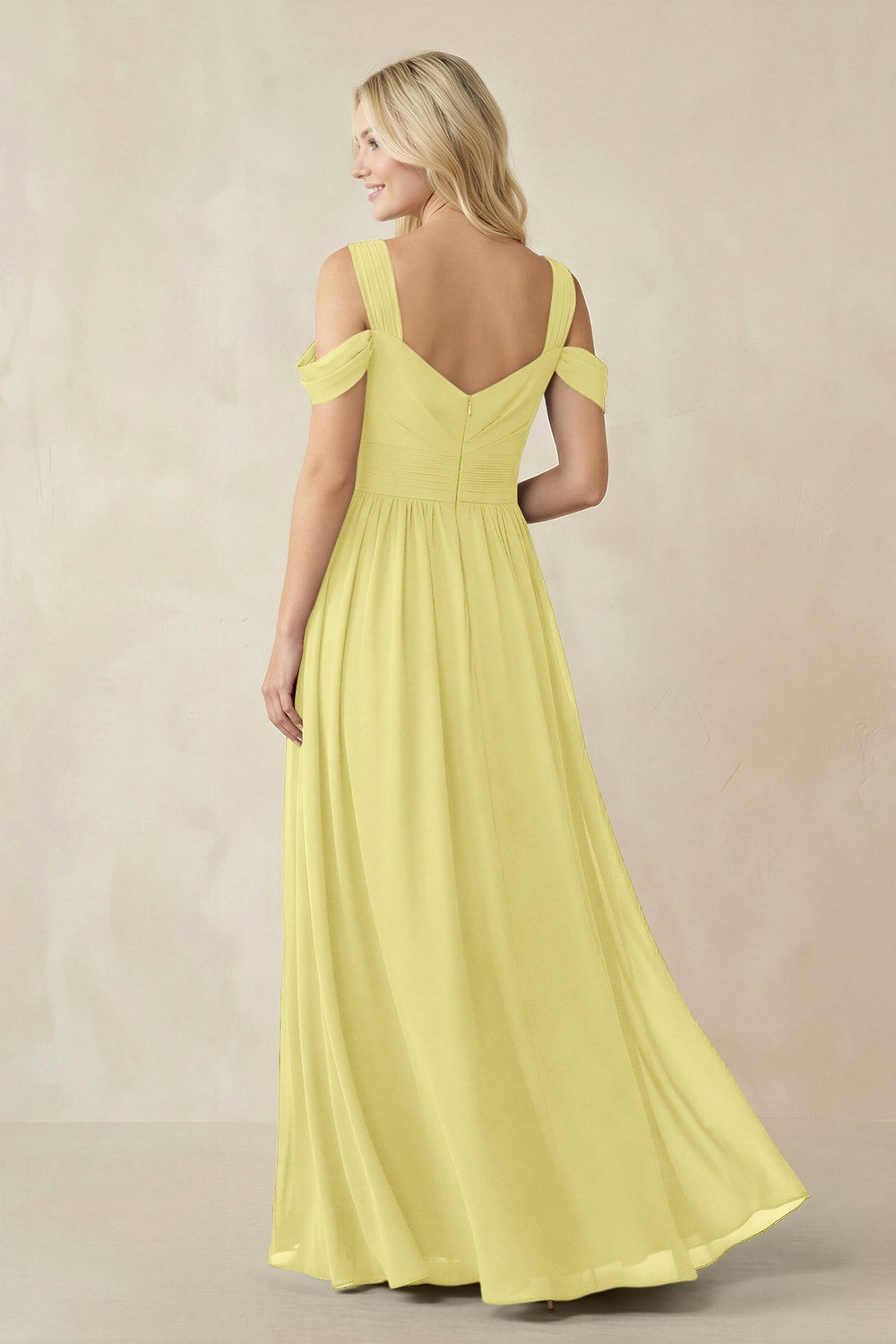 Chiffon A-Line Bridesmaid Dress with Slit  in Buttercup - KissProm BRIDESMAID DRESSES