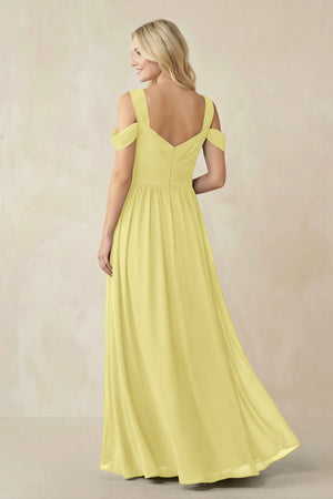 Chiffon A-Line Bridesmaid Dress with Slit  in Buttercup - KissProm BRIDESMAID DRESSES