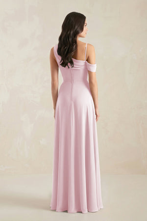 One-Shoulder Chiffon A-Line Bridesmaid Dress in Candy Pink - KissProm BRIDESMAID DRESSES