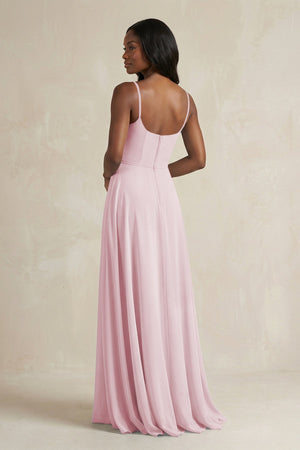 A-Line Spaghetti Straps Chiffon Bridesmaid Dress in Candy Pink - KissProm BRIDESMAID DRESSES