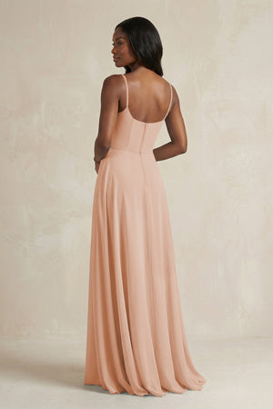 A-Line Spaghetti Straps Chiffon Bridesmaid Dress in Champagne Rose - KissProm BRIDESMAID DRESSES