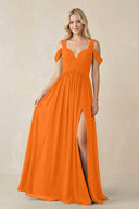 Chiffon A-Line Bridesmaid Dress with Slit  in Cinnamon - KissProm BRIDESMAID DRESSES