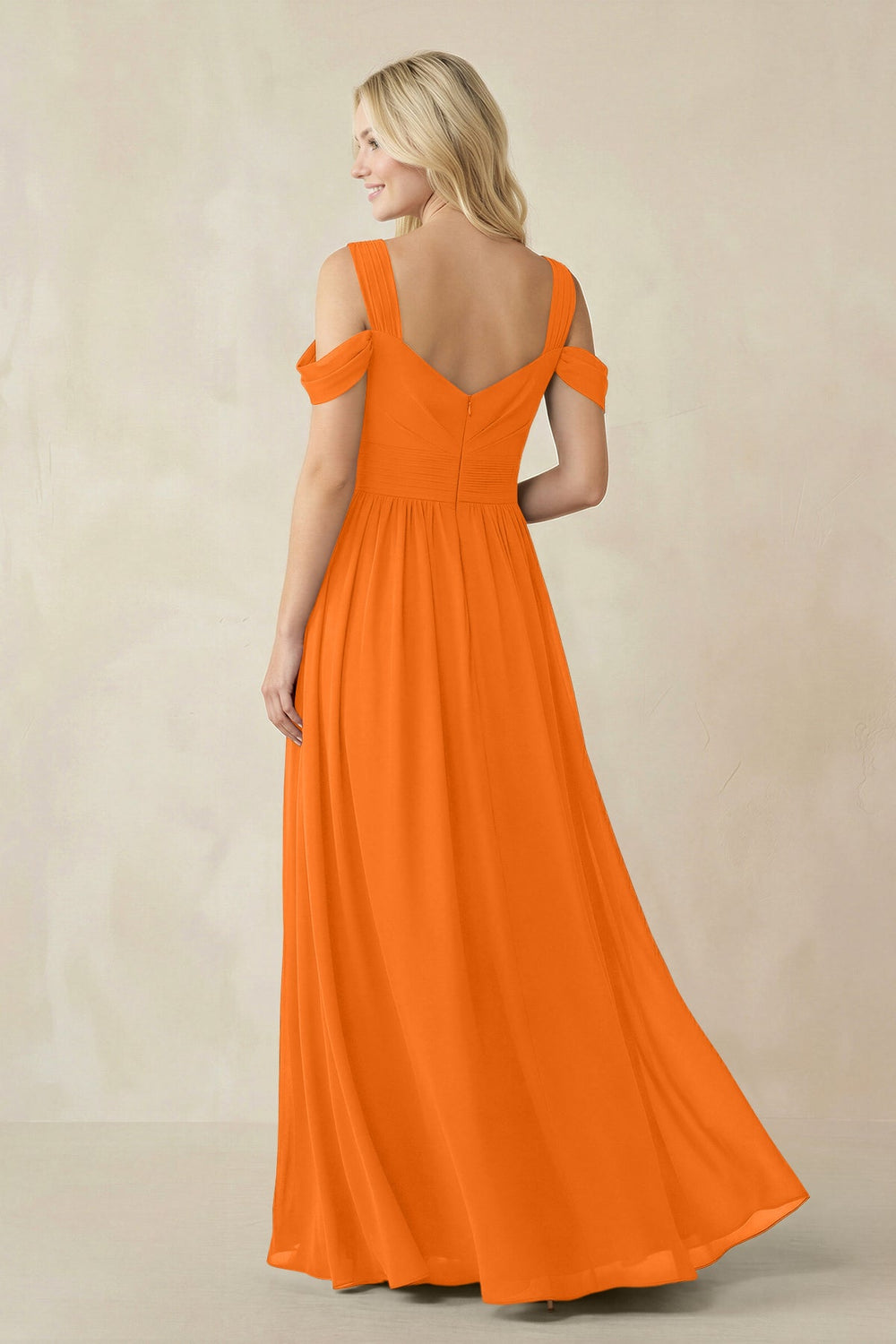 Chiffon A-Line Bridesmaid Dress with Slit  in Cinnamon - KissProm BRIDESMAID DRESSES