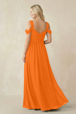 Chiffon A-Line Bridesmaid Dress with Slit  in Cinnamon - KissProm BRIDESMAID DRESSES