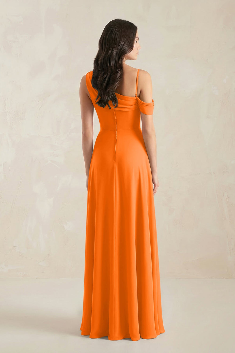 One-Shoulder Chiffon A-Line Bridesmaid Dress in Cinnamon - KissProm BRIDESMAID DRESSES