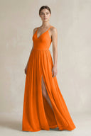 A-Line Spaghetti Strap Chiffon Bridesmaid Dress in Cinnamon - KissProm BRIDESMAID DRESSES