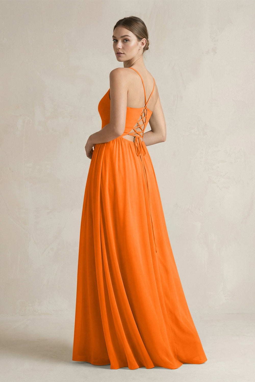 A-Line Spaghetti Strap Chiffon Bridesmaid Dress in Cinnamon - KissProm BRIDESMAID DRESSES