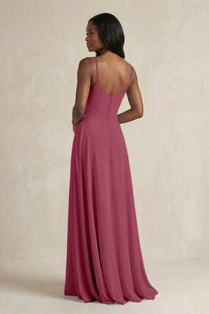 A-Line Spaghetti Straps Chiffon Bridesmaid Dress in Desert Rose - KissProm BRIDESMAID DRESSES