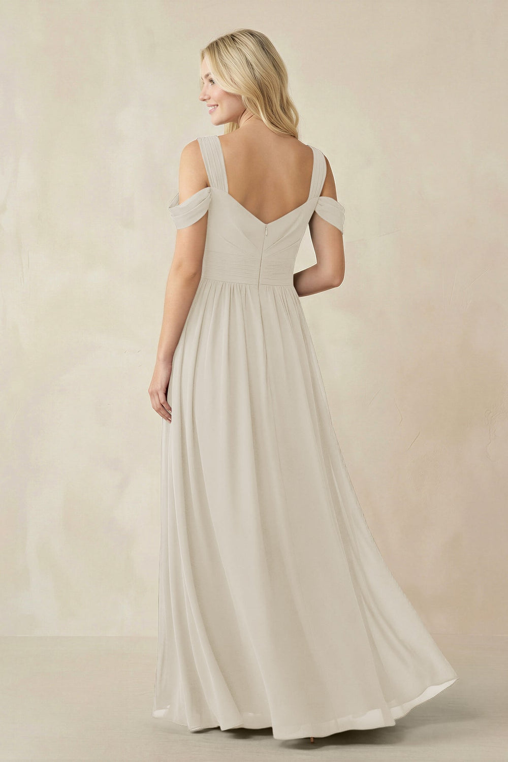Chiffon A-Line Bridesmaid Dress with Slit  in Dove Gray - KissProm BRIDESMAID DRESSES