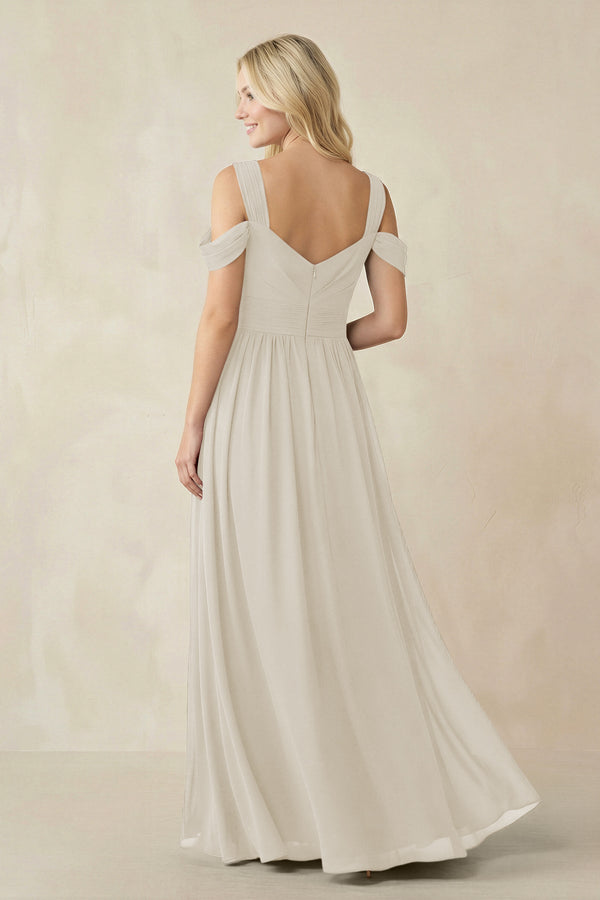 Chiffon A-Line Bridesmaid Dress with Slit  in Dove Gray - KissProm BRIDESMAID DRESSES