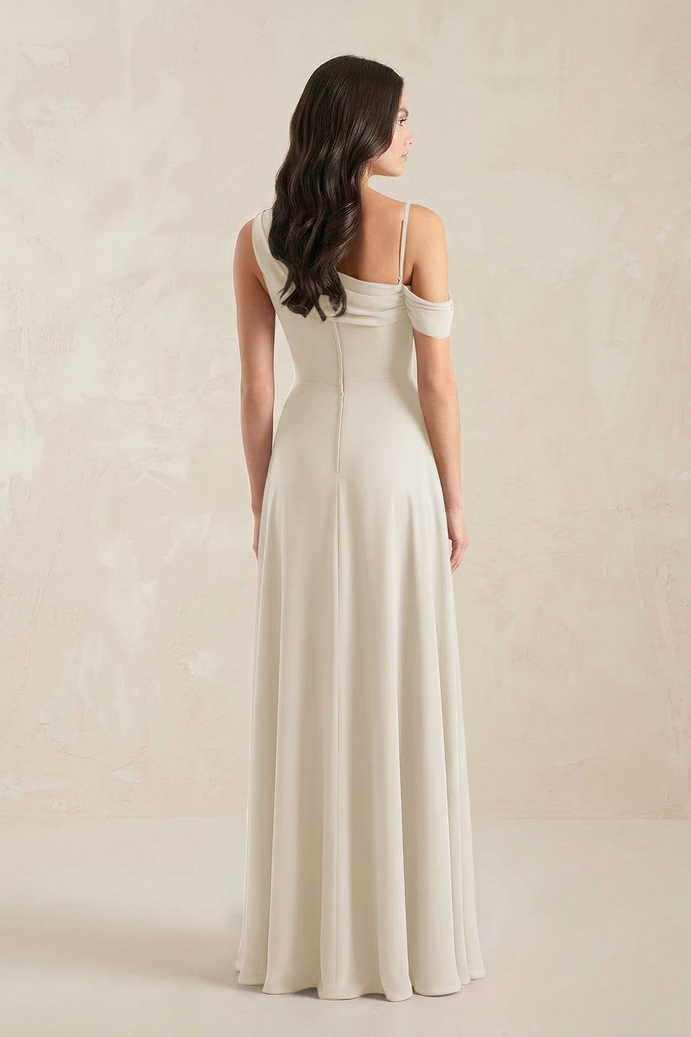 One-Shoulder Chiffon A-Line Bridesmaid Dress in Dove Gray - KissProm BRIDESMAID DRESSES
