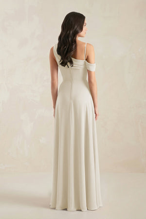 One-Shoulder Chiffon A-Line Bridesmaid Dress in Dove Gray - KissProm BRIDESMAID DRESSES