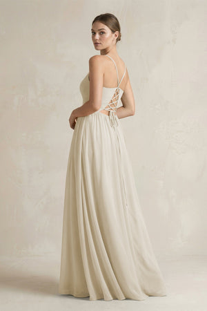 A-Line Spaghetti Strap Chiffon Bridesmaid Dress in Dove Gray - KissProm BRIDESMAID DRESSES