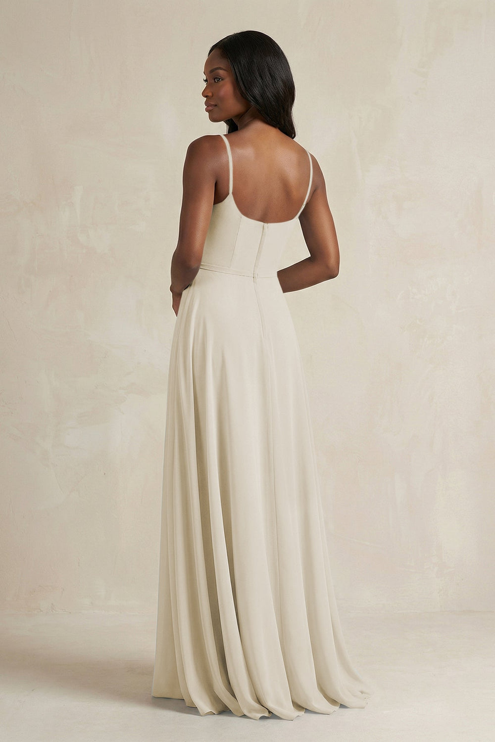 A-Line Spaghetti Straps Chiffon Bridesmaid Dress in Dove Gray - KissProm BRIDESMAID DRESSES