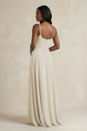A-Line Spaghetti Straps Chiffon Bridesmaid Dress in Dove Gray - KissProm BRIDESMAID DRESSES