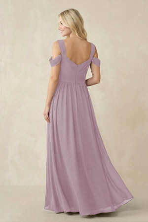 Chiffon A-Line Bridesmaid Dress with Slit  in Dusk - KissProm BRIDESMAID DRESSES