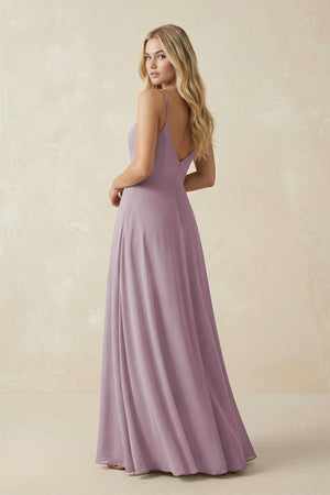 Cami Strap A-Line Chiffon Bridesmaid Dress with Slit in Dusk - KissProm BRIDESMAID DRESSES