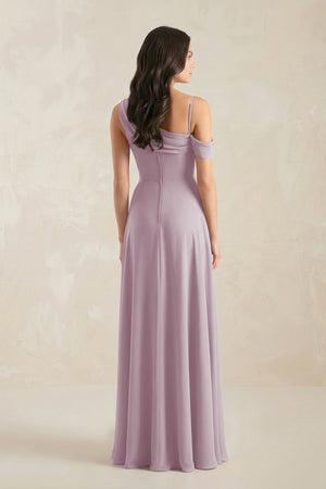 One-Shoulder Chiffon A-Line Bridesmaid Dress in Dusk - KissProm BRIDESMAID DRESSES