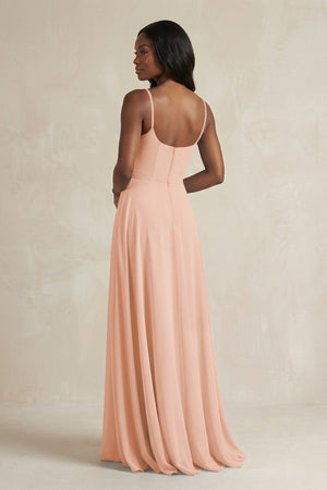 A-Line Spaghetti Straps Chiffon Bridesmaid Dress in English Rose - KissProm BRIDESMAID DRESSES