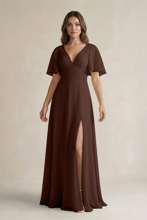 espresso brown formal dress Lady Black Tie - Teagan Gown - Espresso - Fitted Satin & Lace Dress