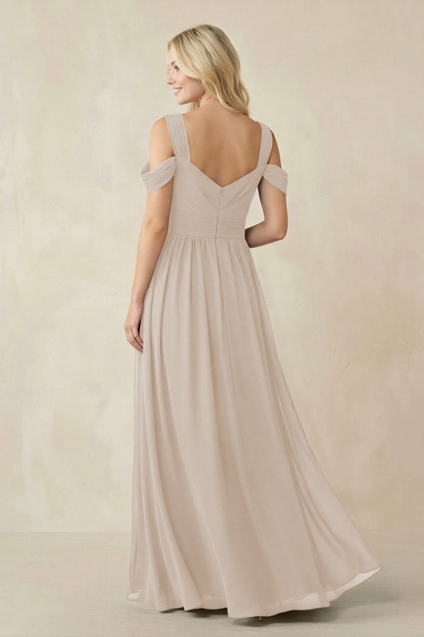 Chiffon A-Line Bridesmaid Dress with Slit  in Frost - KissProm BRIDESMAID DRESSES