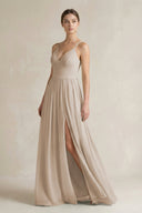 A-Line Spaghetti Strap Chiffon Bridesmaid Dress in Frost - KissProm BRIDESMAID DRESSES