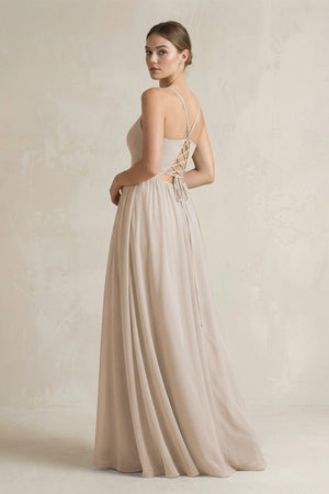 A-Line Spaghetti Strap Chiffon Bridesmaid Dress in Frost - KissProm BRIDESMAID DRESSES