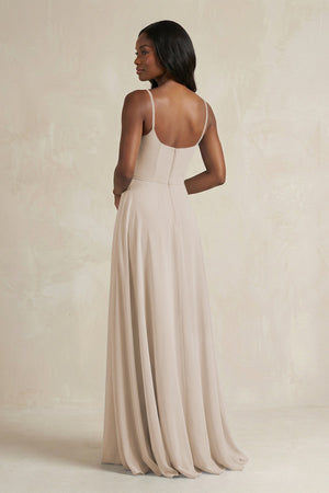 A-Line Spaghetti Straps Chiffon Bridesmaid Dress in Frost - KissProm BRIDESMAID DRESSES
