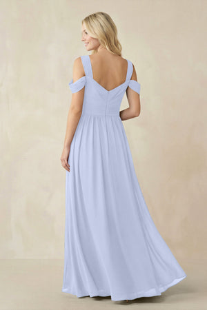 Chiffon A-Line Bridesmaid Dress with Slit  in Ice - KissProm BRIDESMAID DRESSES