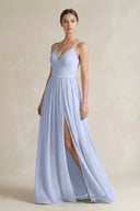 A-Line Spaghetti Strap Chiffon Bridesmaid Dress in Ice - KissProm BRIDESMAID DRESSES