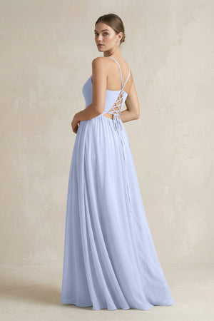 A-Line Spaghetti Strap Chiffon Bridesmaid Dress in Ice - KissProm BRIDESMAID DRESSES