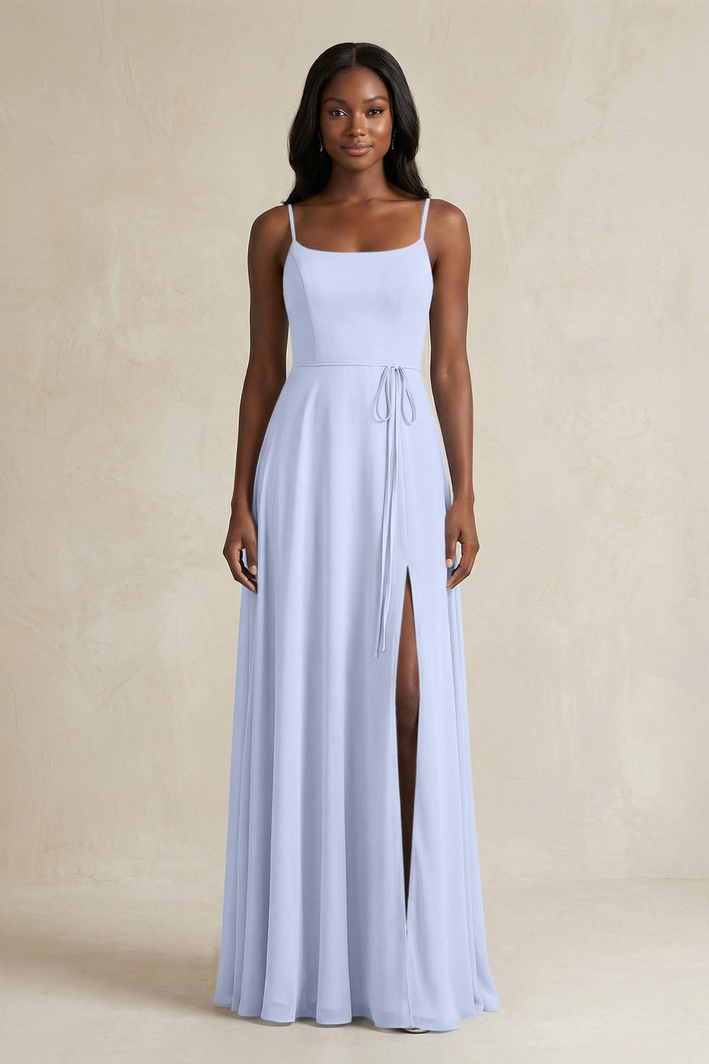 A-Line Spaghetti Straps Chiffon Bridesmaid Dress in Ice - KissProm BRIDESMAID DRESSES