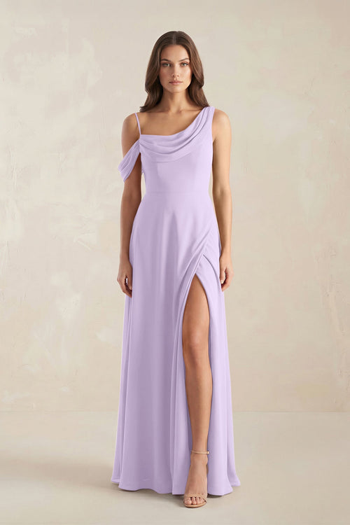 high low purple bridesmaid dresses Stylish Grape A-line Halter Chiffon High Low Bridesmaid Dress main image 1