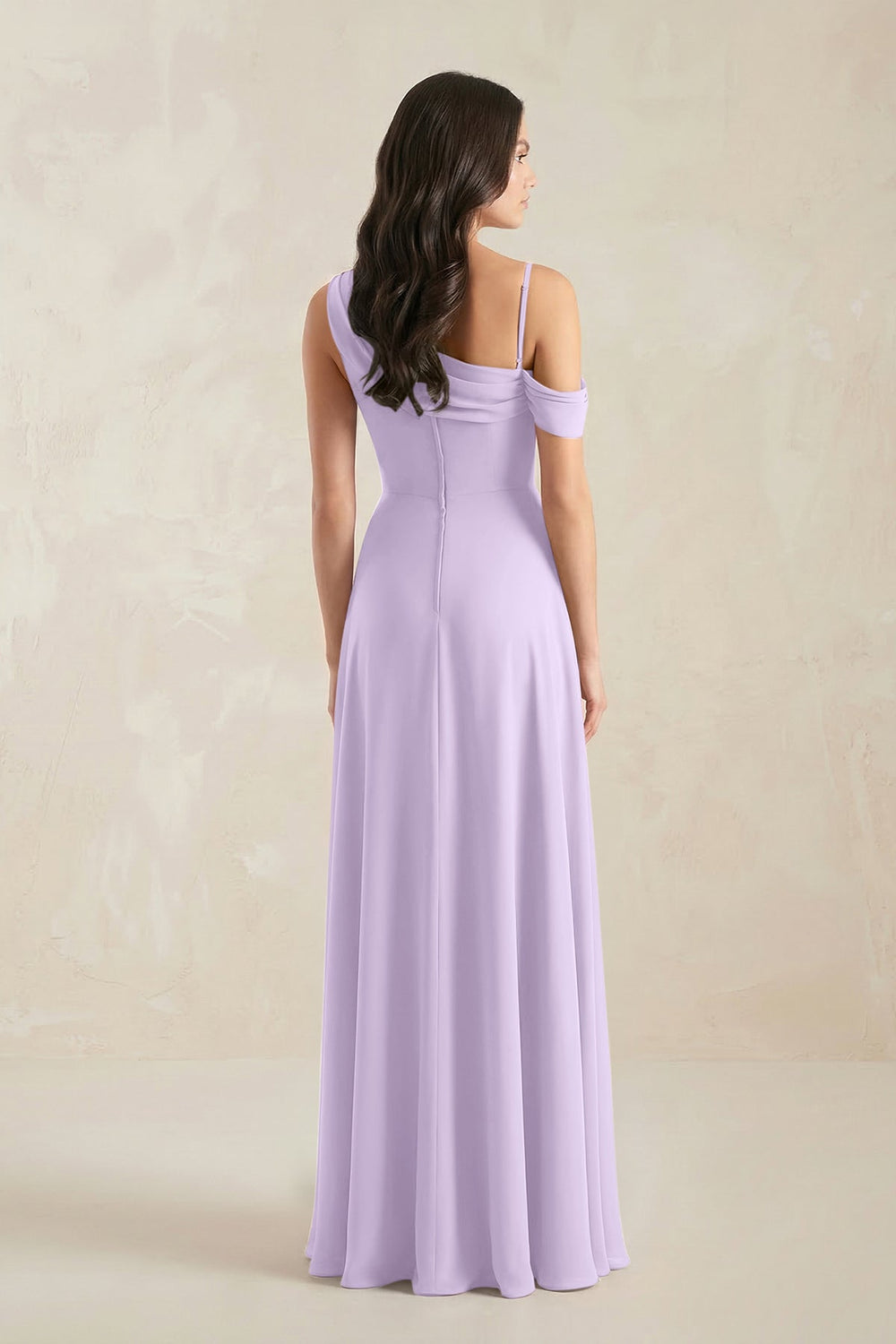 One-Shoulder Chiffon A-Line Bridesmaid Dress in Lavender - KissProm BRIDESMAID DRESSES