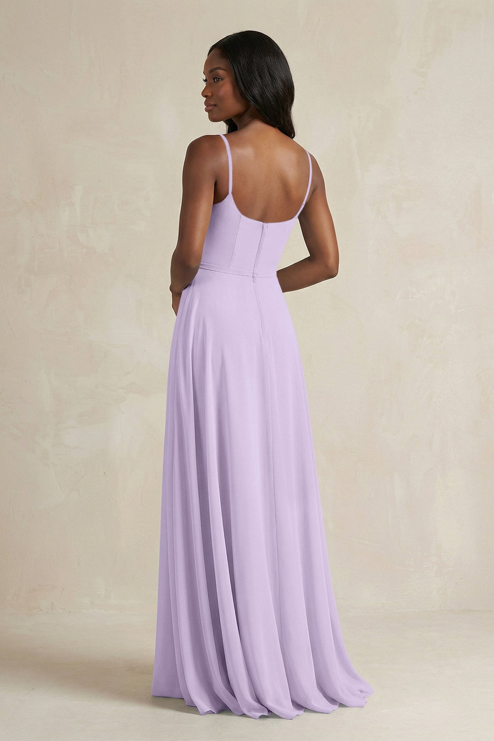 A-Line Spaghetti Straps Chiffon Bridesmaid Dress in Lavender - KissProm BRIDESMAID DRESSES